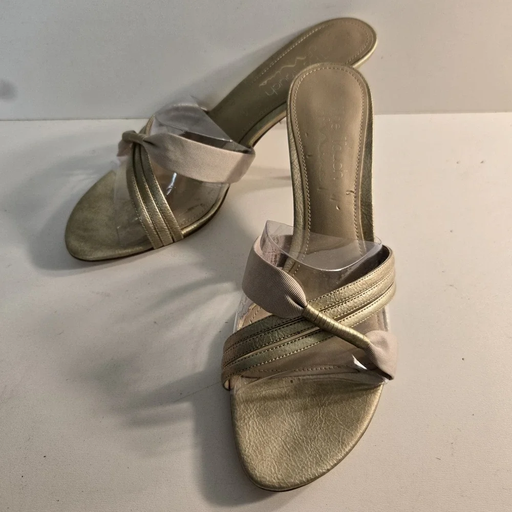 Touch Of Nina Size 8.5 Gold Grail Formal Strappy Stiletto Heel in‎ Box EUC